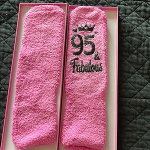 Fuzzy Pink '95 & Fabulous' Socks